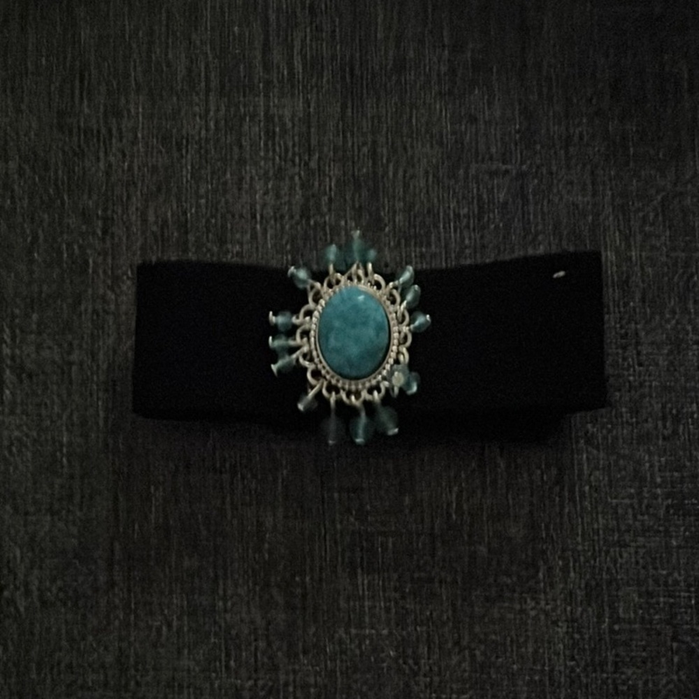 Black Bracelet with Turquoise Embellishment
